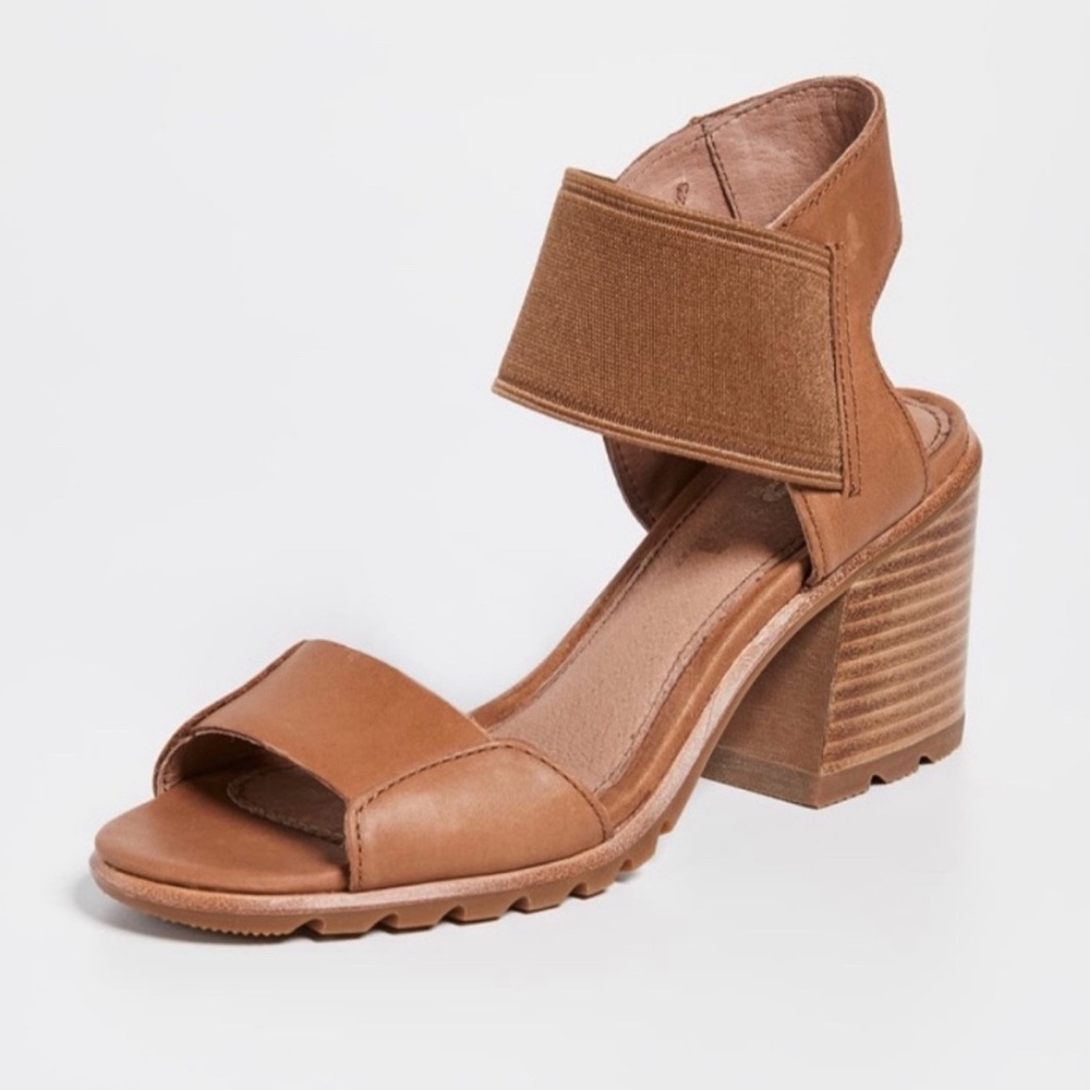 Sorel Nadia Camel Block Heel Sandals